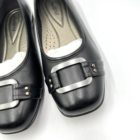 7.5W 7.5 WIDE WIDTH‎ Trotters Womens Sizzle Black Leather Ballet Flats Shoes - Picture 4 of 12